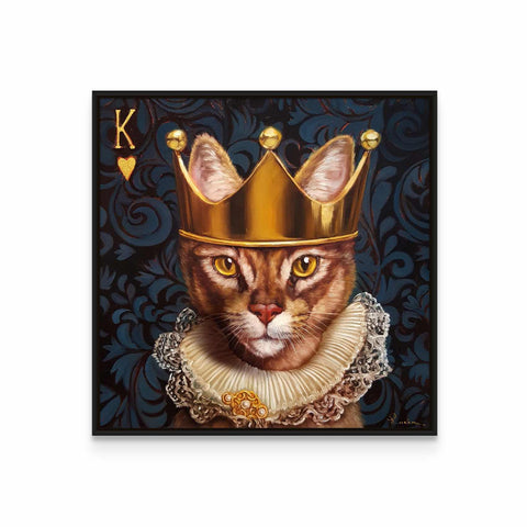 a painting of a cat wearing a gold crown