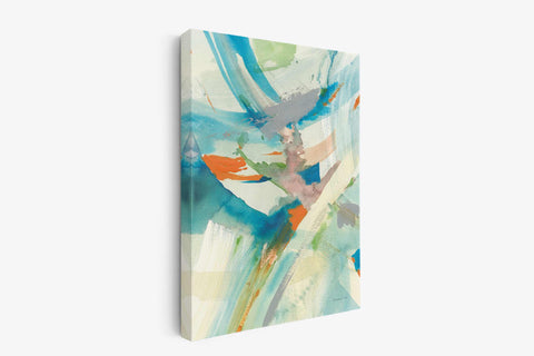 an abstract painting on a white wall