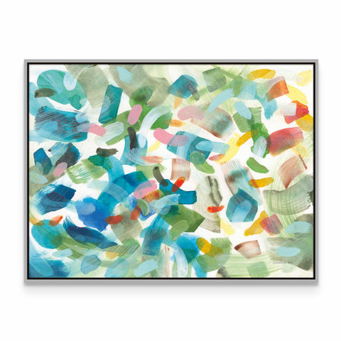 an abstract painting with a white background