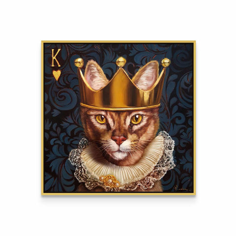 a painting of a cat wearing a gold crown