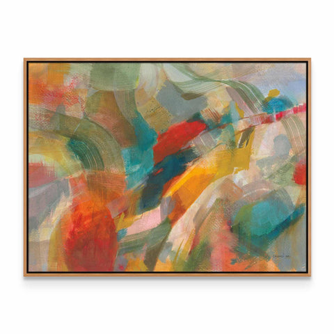 an abstract painting in a wooden frame