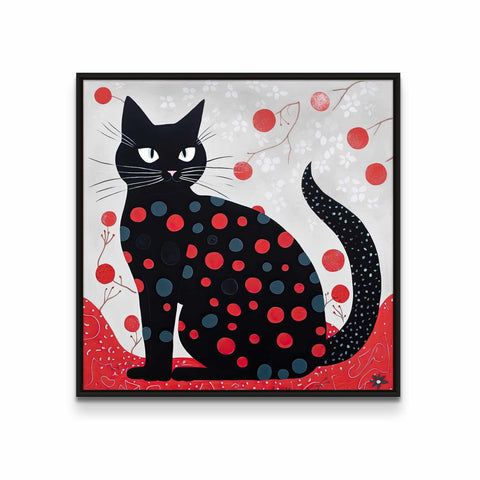 Black Cat with Blue and Red Dots