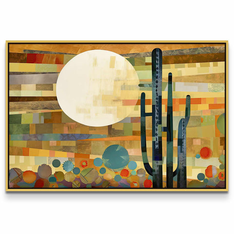 Desert Cacti and Moonrise