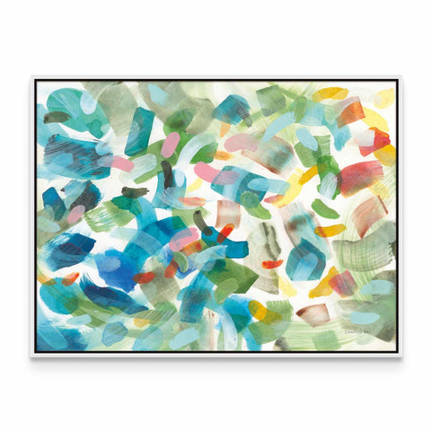 an abstract painting with a white background