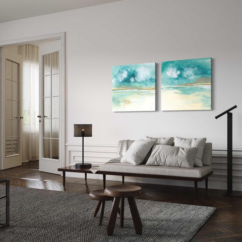 a living room filled with furniture and a painting on the wall