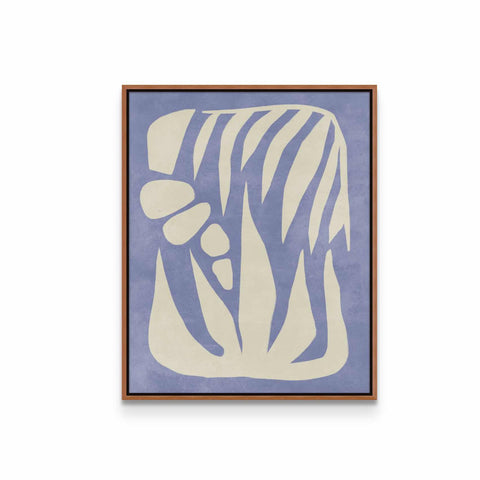 a picture of a blue and white painting on a wall