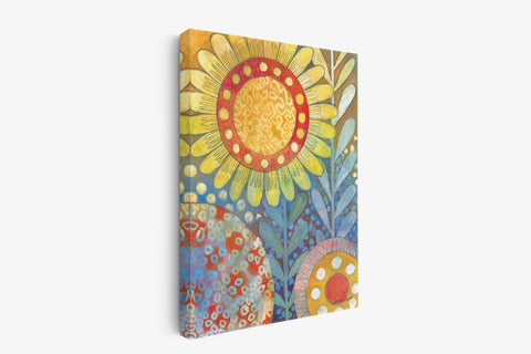 a painting of a sunflower on a white background