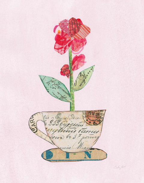 a drawing of a flower in a teacup