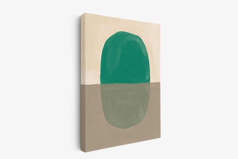 a painting of a green plant on a white wall