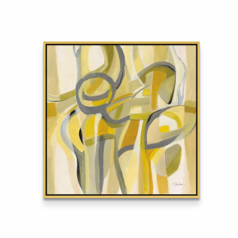 a painting of yellow and grey shapes