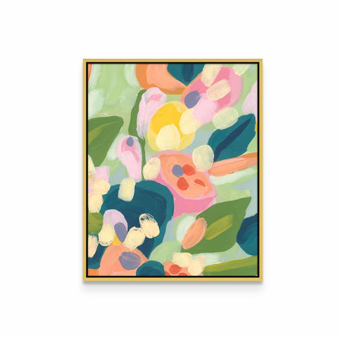 a painting of flowers on a white wall