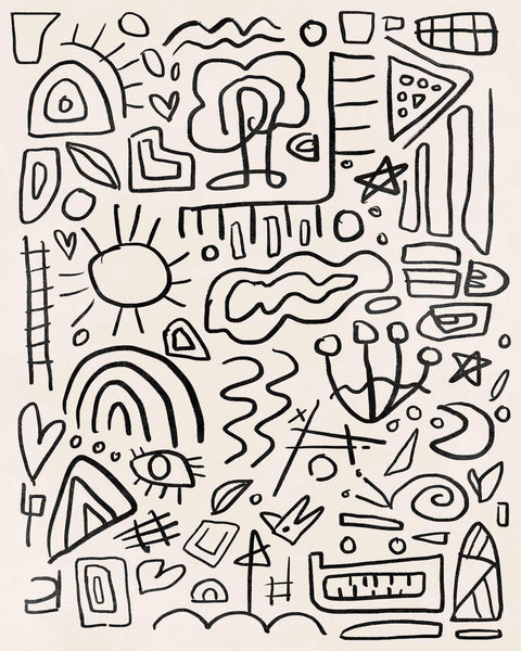 a black and white drawing of different shapes