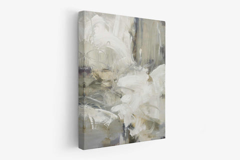 a painting of white flowers on a white wall