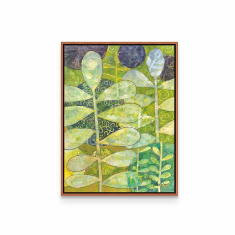 a painting of a green plant with leaves
