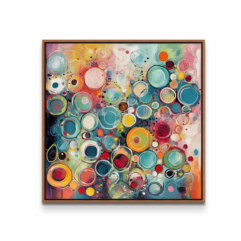 an abstract painting with circles on a white background