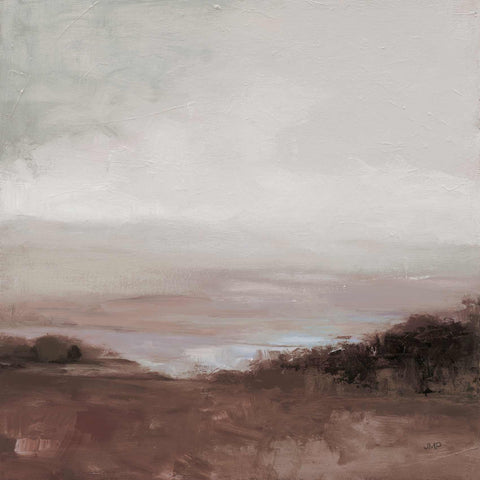 a painting of a field with a sky in the background