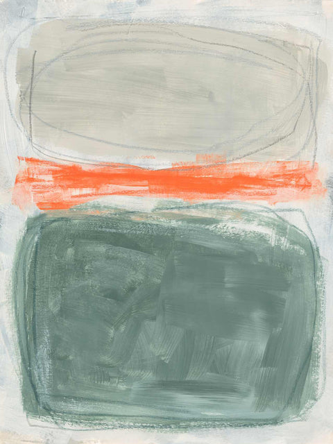 an abstract painting with orange and gray colors