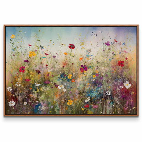 a painting of a field of wild flowers