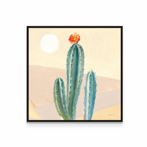 a painting of a cactus with a flower on it