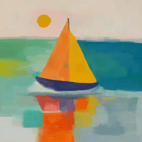 a painting of a sailboat in a body of water