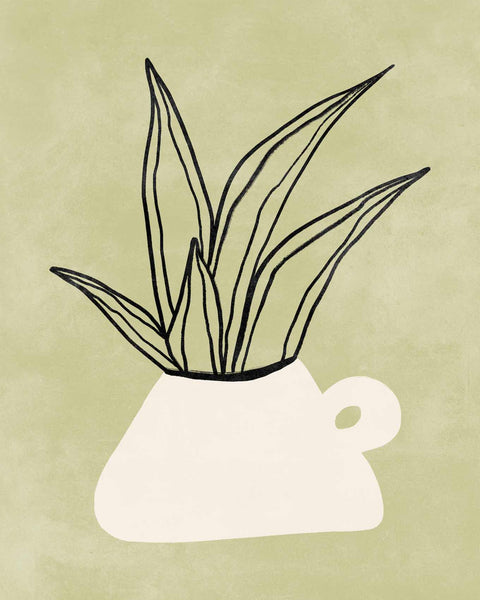 a drawing of a plant in a white vase