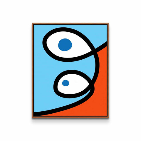 a painting of two blue and orange circles
