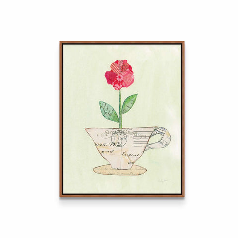 a painting of a flower in a teacup