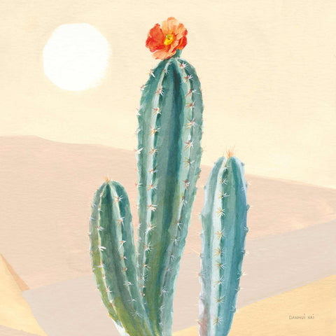 a painting of a cactus with a flower on it