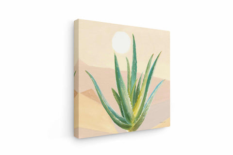 a painting of a green plant on a beige background
