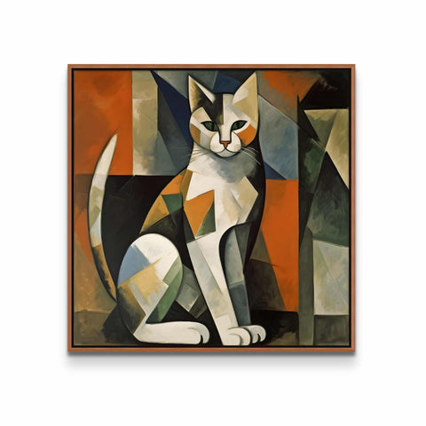 a painting of a cat sitting on a table