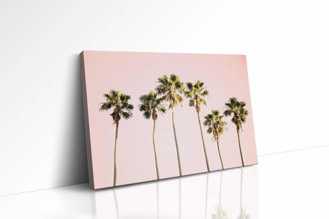 a painting of a row of palm trees