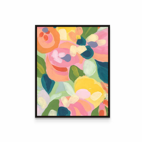 a painting of colorful flowers on a white wall