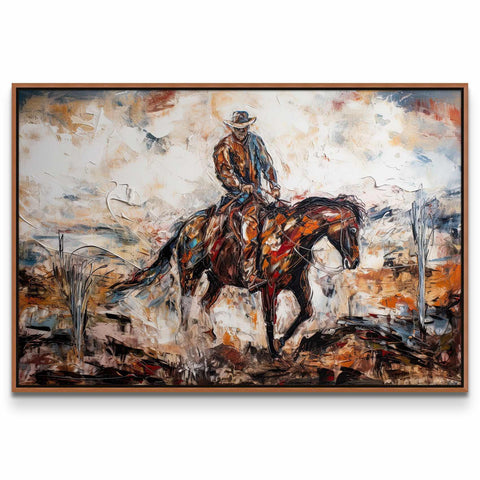 a painting of a man riding a horse