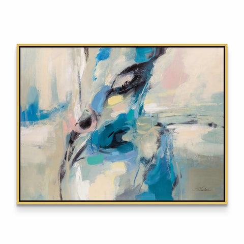 a painting of a blue bird on a white background