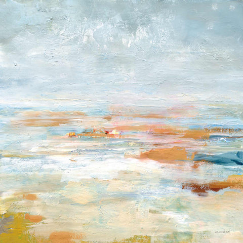 a painting of a sky with clouds and water