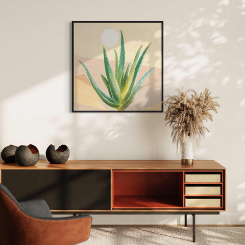 a picture of a plant on a wall in a room