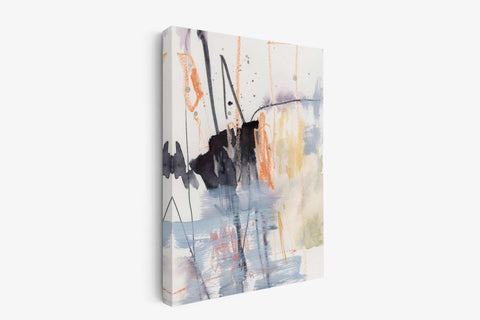 an abstract painting on a white wall