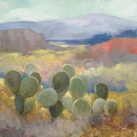 a painting of a cactus in the desert