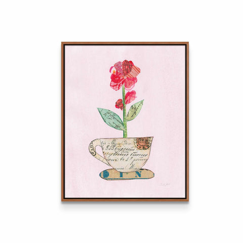 a painting of a flower in a teacup