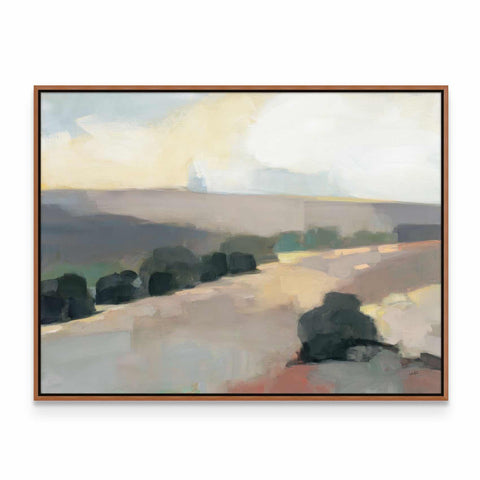 a painting of a landscape with trees in the background