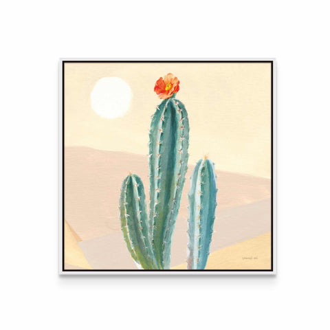 a painting of a cactus with a flower on it