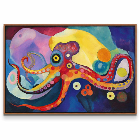 a painting of an octopus on a blue background