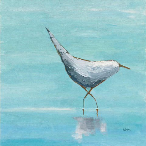 a painting of a bird standing in the water