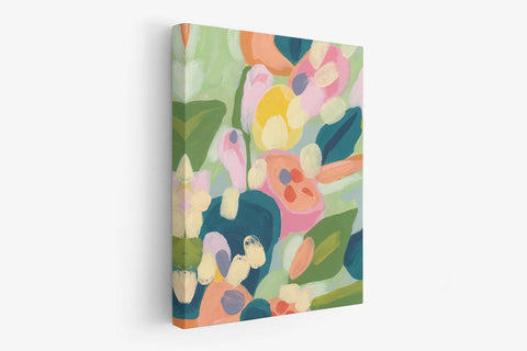 a painting of flowers on a white wall