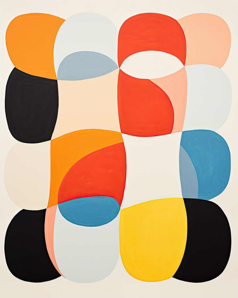 a painting with different colored shapes on it