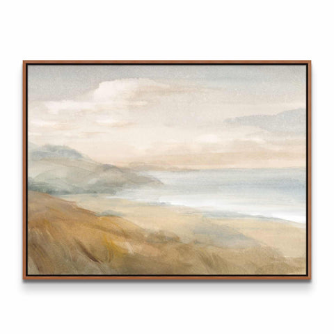 a painting of a landscape with a brown frame