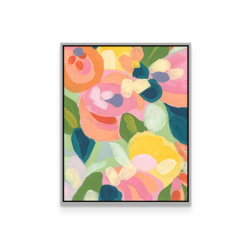 a painting of flowers on a white wall