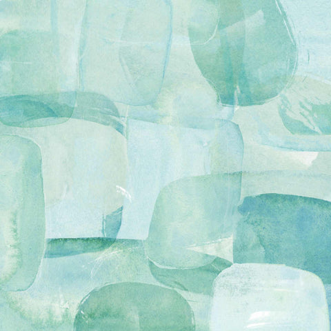 a painting of ice cubes on a blue background