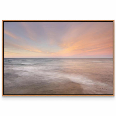 a painting of a sunset over the ocean