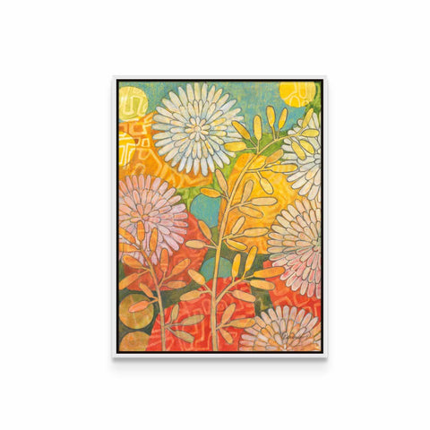 a painting of flowers on a white background